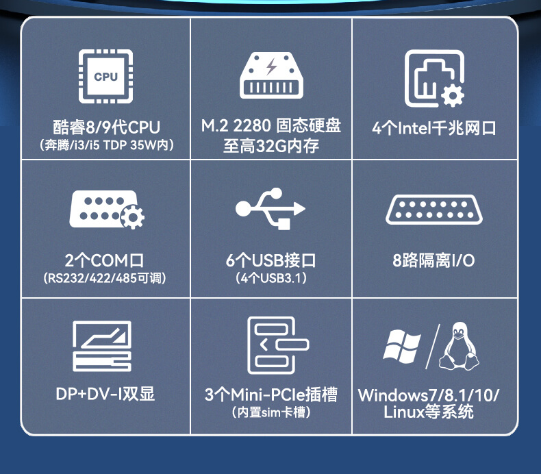 pa集团官网入口无风扇嵌入式工控机,环境监测工业电脑,DT-3004-H310