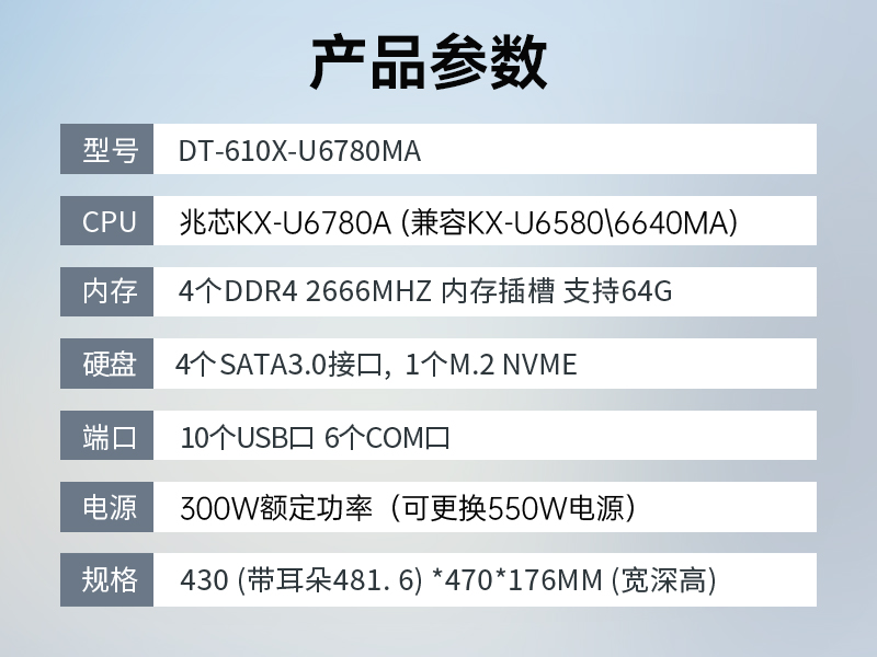 pa集团官网入口国产化工控机,工业控制计算机,DT-610X-U6780MA